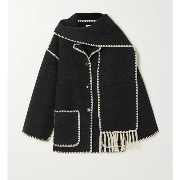 Toteme draped fringed wool blend jacket - Picture 2 of 7